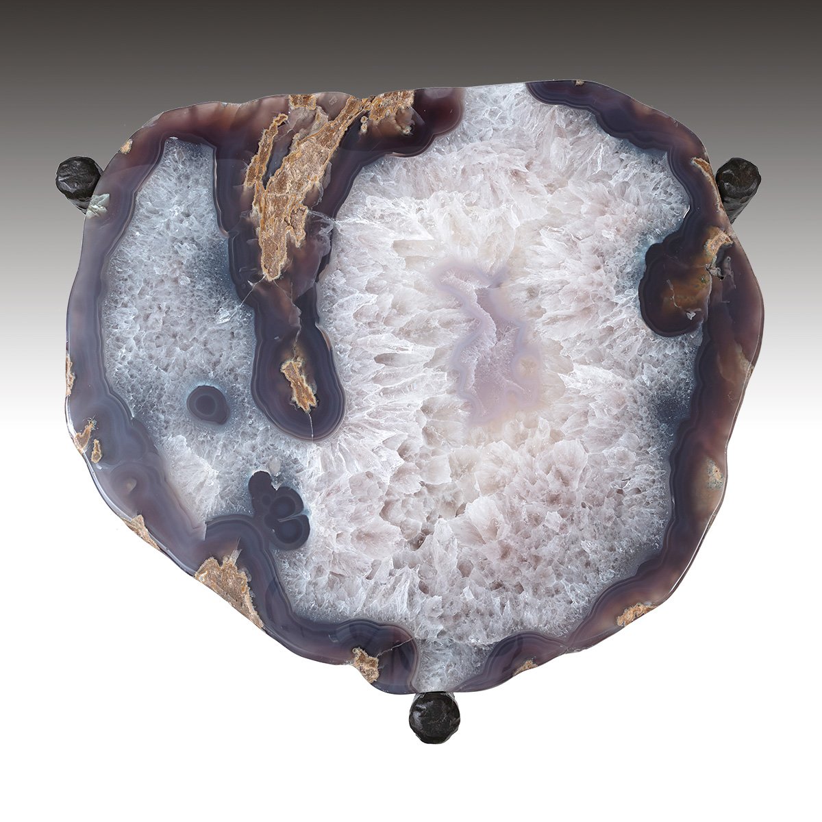 A Pair Of Contemporary Agate & Metal Occasional/End Tables