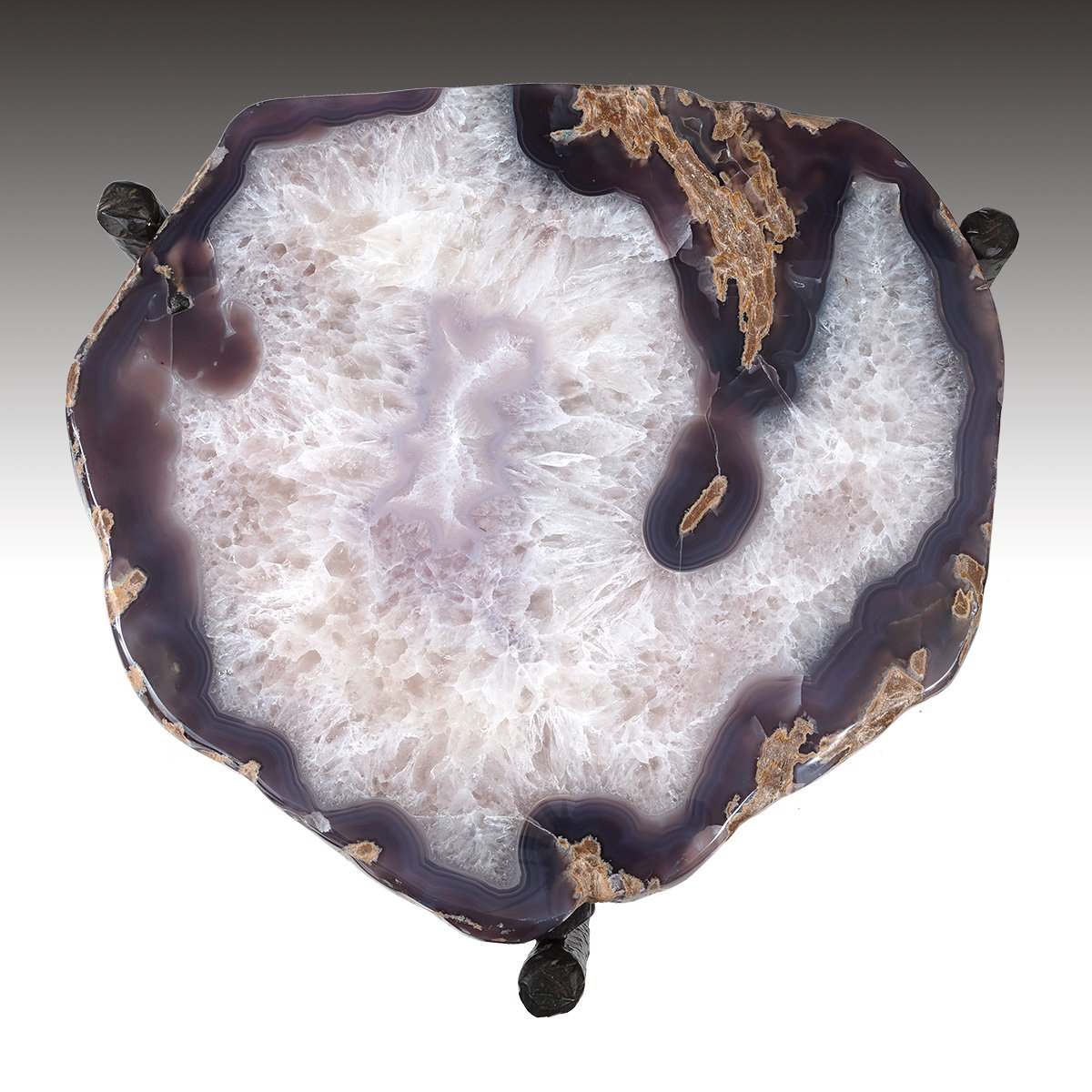 A Pair Of Contemporary Agate & Metal Occasional/End Tables