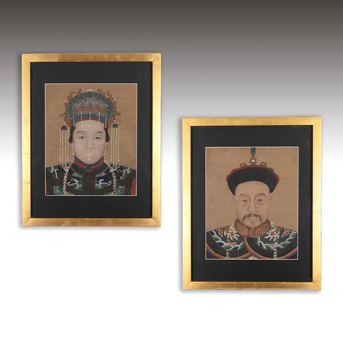 A Pair Of 19th Century Chinese Quing Period Ancestral Portraits