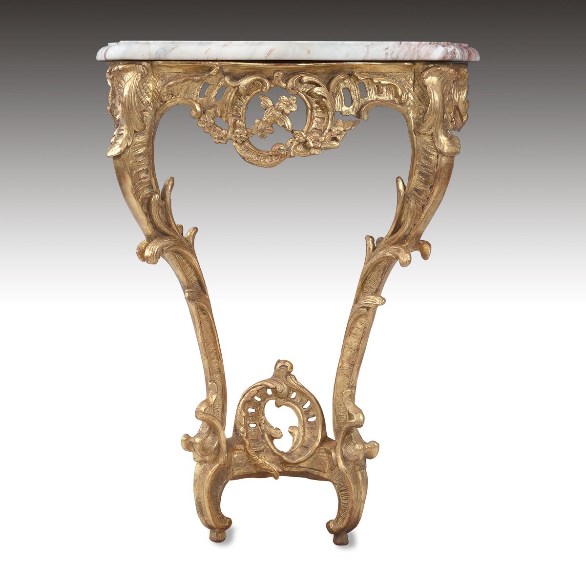 An 18th Century Gilt Console Table Of Narrow Width