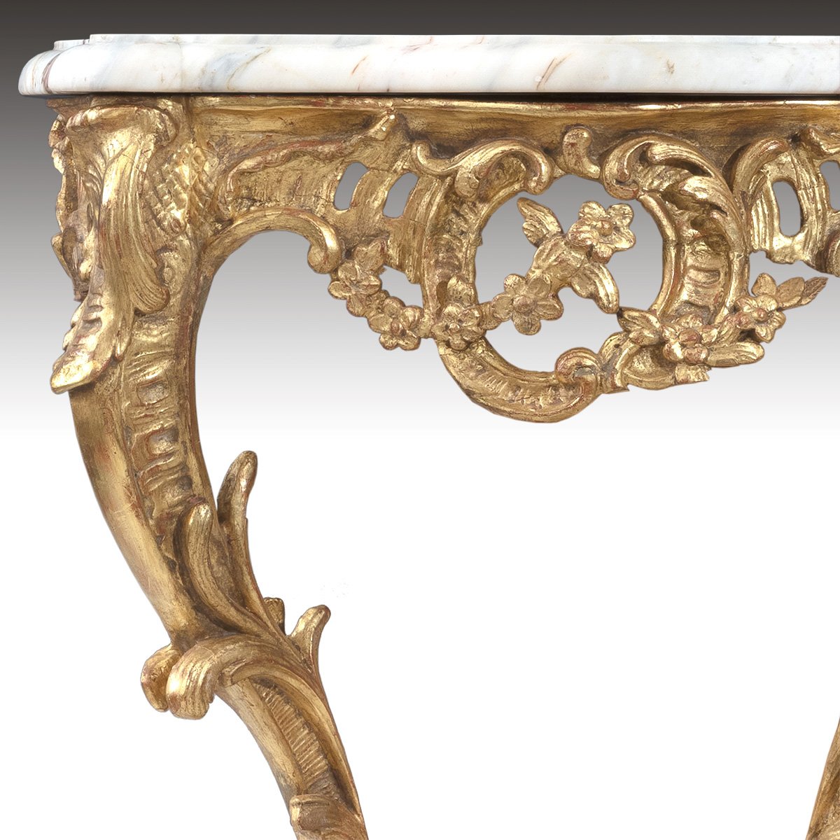 An 18th Century Gilt Console Table Of Narrow Width