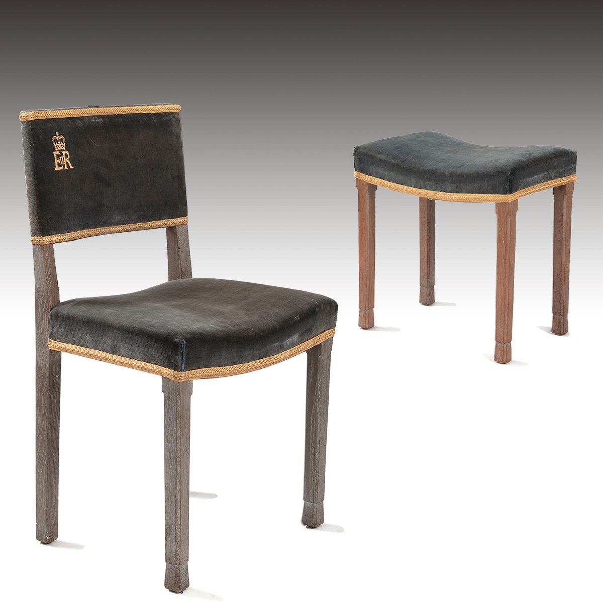 A Rare Queen Elizabeth II Coronation Chair & En-Suite Stool